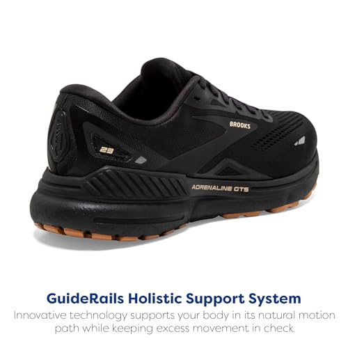 Brooks Men’s Adrenaline GTS 23 Supportive Running Shoe - Black/Cream/Biscuit - 7.5 Wide