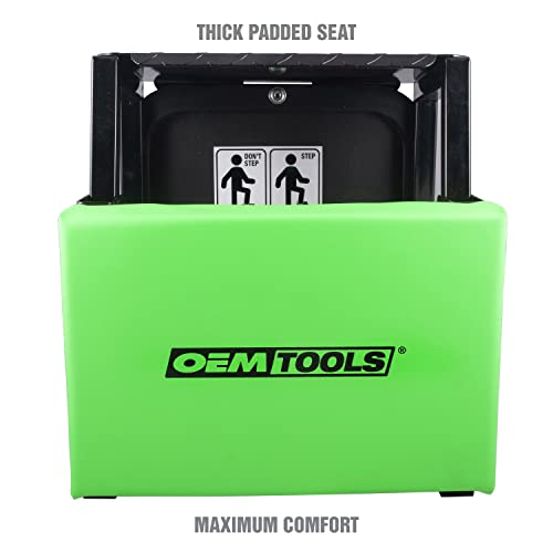 OEMTOOLS 24904 Mechanic Stool and Step Stool, Rolling Stool Adjustable, Shop Stool 300 Lb. Capacity, Thick Padded Shop Chair Vinyl Seat, Work Seat Five Swivel Casters for Easy Maneuverability