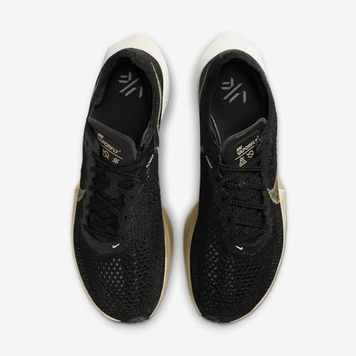 Nike Vaporfly 3 Men's Road Racing Shoes (DV4129-001, Black/Black/Oatmeal/Metallic Gold Grain) Size 8
