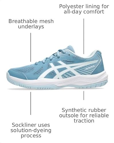 ASICS Kid's Upcourt 6 Grade School Volleyball Shoes, 5.5, SABA Blue/White