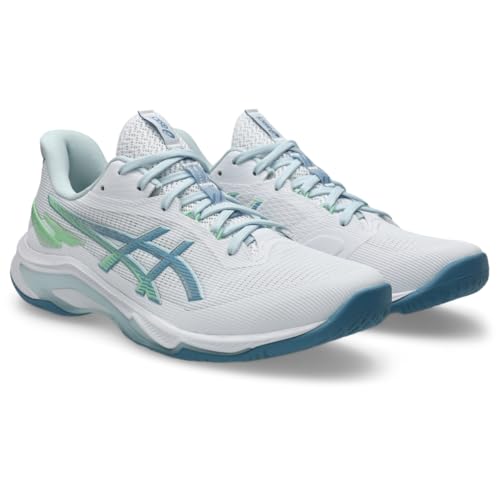 ASICS Men's Netburner Ballistic FlyteFoam 4 Volleyball Shoes, 11.5, White/SABA Blue