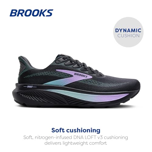 Brooks Women’s Ghost 17 Neutral Running Shoe - Grey/Clearwater/Purple - 8.5 Medium