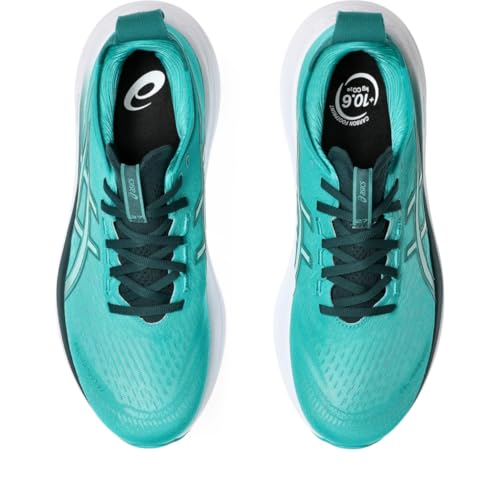 ASICS Men's Gel-Nimbus 27 Running Shoes, 11, Wave Teal/Saxon Green