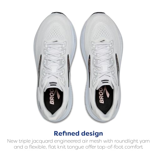 Brooks Women’s Ghost 18 Neutral Running & Walking Shoe - White/Black/Rose Gold - 8 Medium