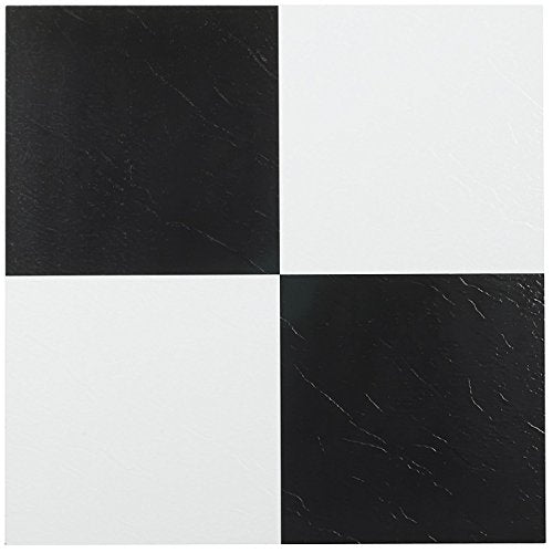 Nexus Self Adhesive 12-Inch Vinyl Floor Tiles, 20 Tiles - 12" x 12", Black/White Pattern - Peel & Stick, DIY Flooring for Kitchen, Dining Room, Bedrooms & Bathrooms by Achim Home Decor