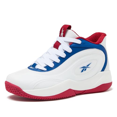 Reebok Open Gym Kids Basketball Shoes for Boys and Girls Sneakers Size Big and Little Kid 11 to 7, White/Blue/Red, 1