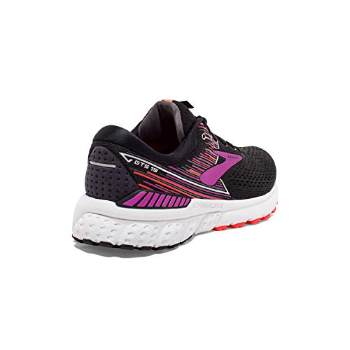 Brooks Womens Adrenaline GTS 19 Running Shoe - Black/Purple/Coral - 2E - 11.0