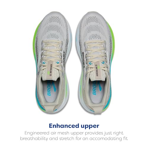 Brooks Men’s Adrenaline GTS 25 Supportive Running & Walking Shoe - Oyster/Green Gecko/Blue - 7 Medium