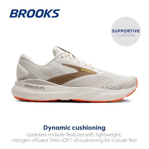 Brooks Men’s Adrenaline GTS 24 Supportive Running Shoe - Coconut/Portabella/Orange - 9.5 Medium