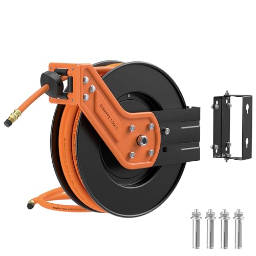 Giraffe Tools TA15 Retractable Air Hose Reel, 3/8" x 50ft, Open Steel