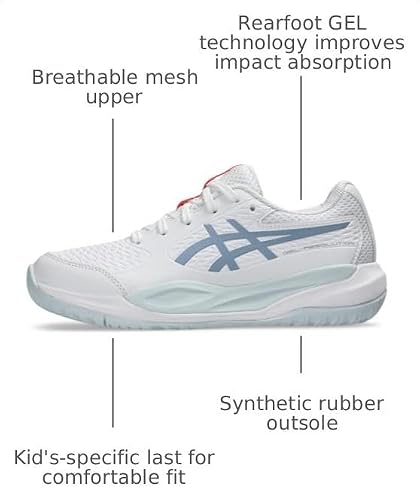 ASICS Kid's Gel-Resolution X Grade School Tennis Shoes, 5, White/Grey Blue