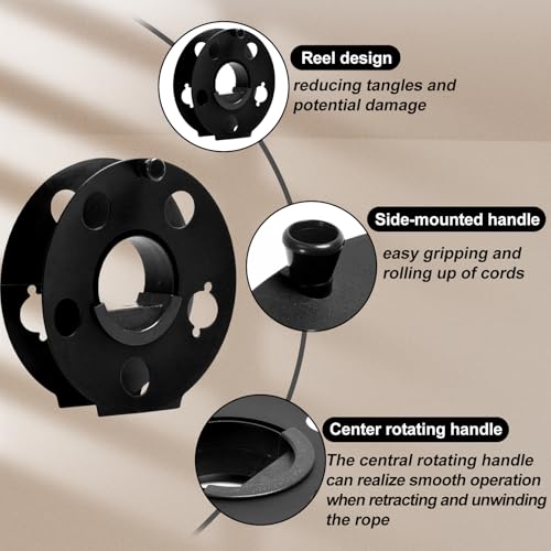 GarfatolRv Cord Storage Reel Easy to Use with Center Rotating Handle 100 Feet (Black)