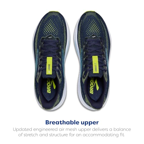 Brooks Men’s Ghost 17 Neutral Running Shoe - Peacoat/Lime/Blue - 11.5 Medium