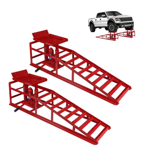 GETTKAOR 5T 11000lbs 2-Pack Hydraulic Car Ramps,Hydraulic Vehicle Ramps Assemble Easily,Automotive Ramps for Oil Changes,Low Profile Car Ramp for Home Garage, Auto Garage Repair.