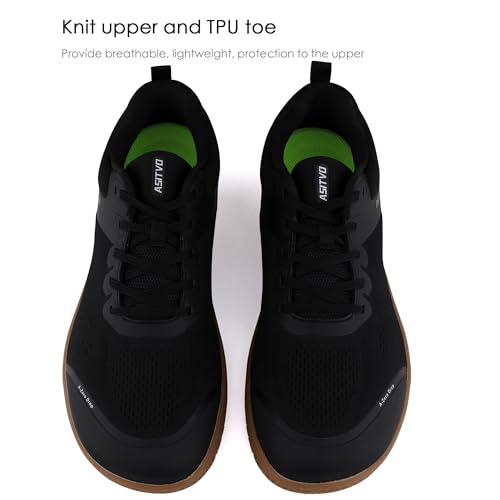 ASITVO Wide Barefoot Shoes Men Gym Zero Drop Sole Minimalist Cross Trainer Width Toe Box Size 11 Sneakers Grounding Walking Shoes Black Oxford 45