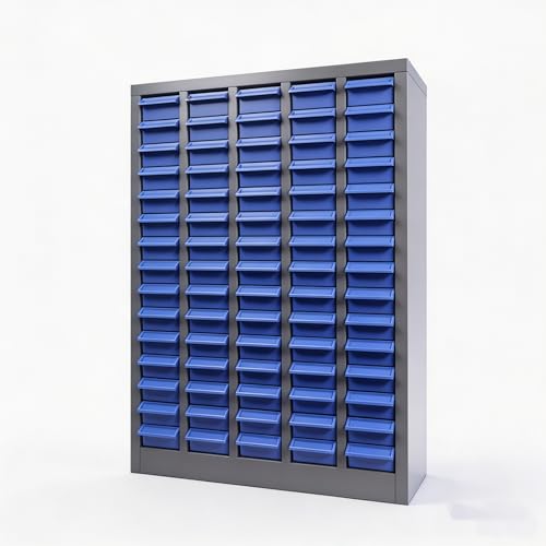 Small Parts Storage Cabinet, 75 Drawer Steel Bolt Nut Hardware Organizer with Dividers & Labels, Heavy Duty Garage Tool Storage Rack for Workshop Screw Fastener Organization