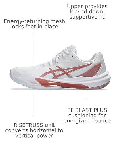 ASICS Women's Sky Elite FlyteFoam 3 Volleyball Shoes, 11.5, White/MORGANITE