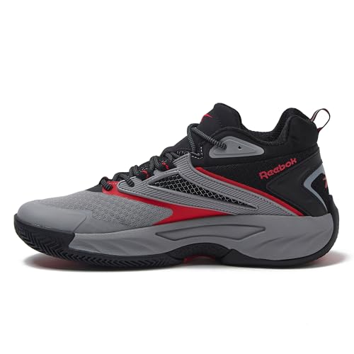 Reebok Zone Breaker High Top Sneakers for Men Basketball Shoes, Alloy/Jet Black/Fiery Red, 13