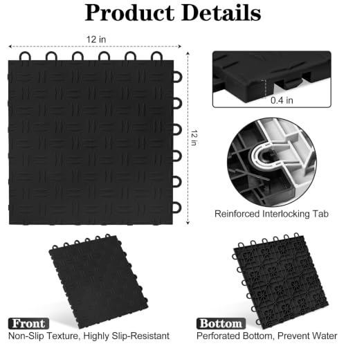 ToLanbbt 12" x 12" Garage Floor Tiles Interlocking, Non-Slip for Basement
