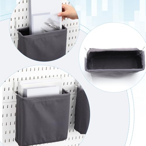 Vincreem 4 Pcs Pegboard Bags with Hooks Woven Pegboard Baskets Pegboard Accessories Compatible with IKEA Pegboard for Wall Organizer, Crafts Organization, Ornaments Display, Nursery Storage