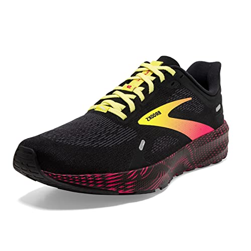 Brooks Men’s Launch 9 Neutral Running Shoe - Black/Pink/Yellow - 9.5 Medium
