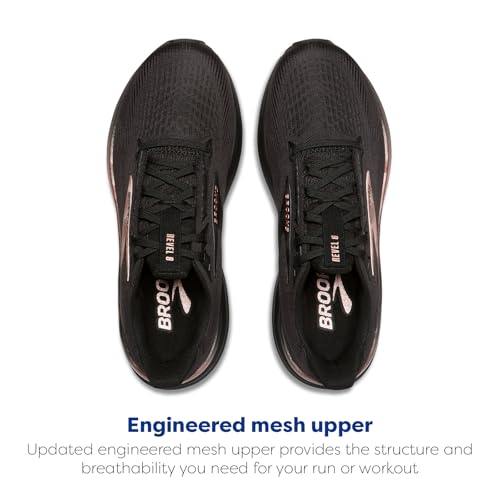 Brooks Women’s Revel 8 Neutral Running & Walking Shoe - Black/Black/Rose Gold - 7.5 Medium