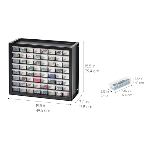 IRIS USA 64-Drawer Screw Organizer, Hardware Storage, Made in USA, Black