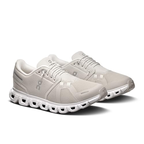 On Women's Cloud 6 Sneakers, Pearl/White, 8 Medium US