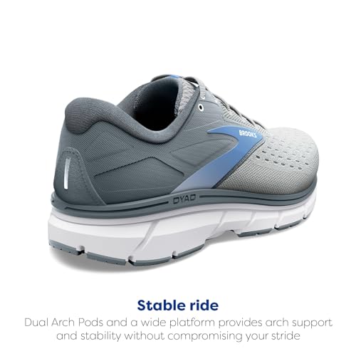 Brooks Women's Dyad 11 Running Shoe - Grey/White/Blue - 6 Medium