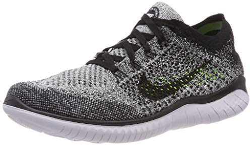 Nike Men's Free Run Flyknit 2018 Running Shoes, White White Black 101, 40 EU