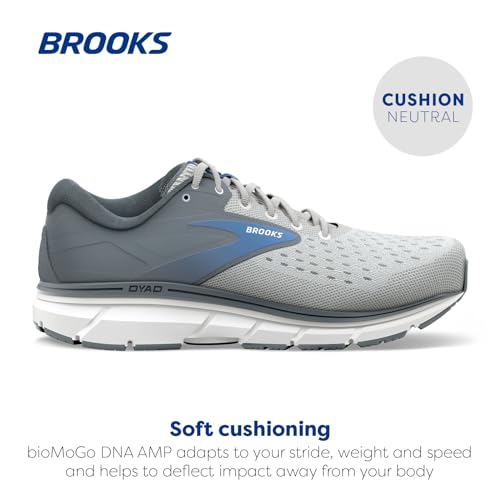 Brooks Women's Dyad 11 Running Shoe - Grey/White/Blue - 6 Medium