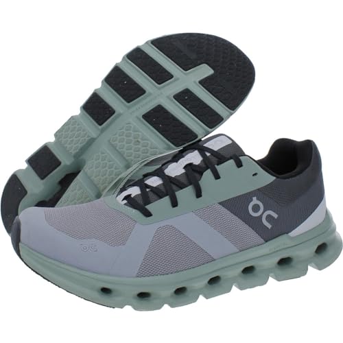 On Men's Cloudrunner Sneakers, Alloy/Moss, 9 US