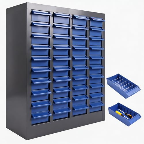 Hardware Storage Cabinet, 40 Drawer Nut and Bolt Organizer with Steel Frame & Dividers, Small Parts Organizer for Workshop Garage Tool Fastener Screw Storage