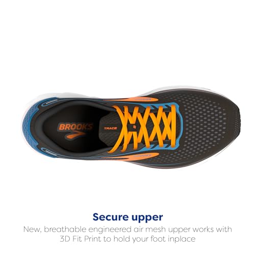 Brooks Men’s Trace 2 Neutral Running Shoe - Black/Classic Blue/Orange - 11.5 Medium