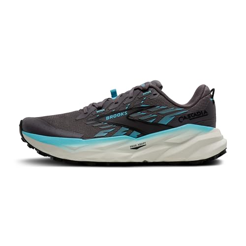 Brooks Women's Cascadia 19Sneaker, Rabbit Black Bluefish, 9 US