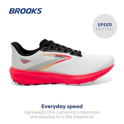 Brooks Men’s Launch 10 Neutral Running Shoe - Blue/Black/Fiery Coral - 11.5 Medium