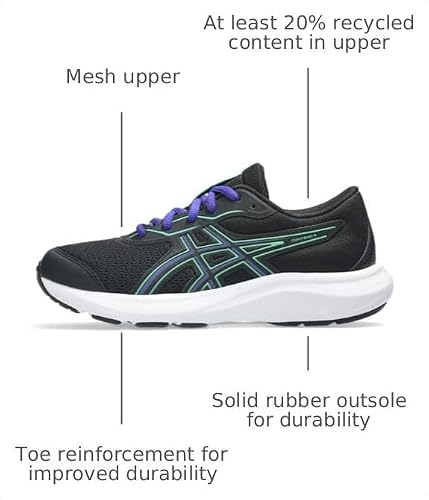 ASICS Kid's Contend 9 Grade School Running Shoes, 3, Black/Vital Green