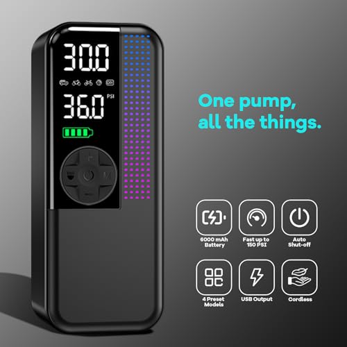 WEOLULI Tire Inflator Portable Air Compressor, 150 PSI Cordless Air Pump