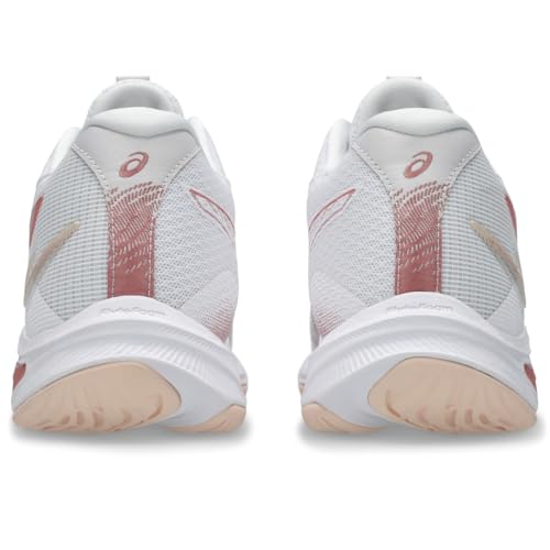 ASICS Women's Netburner Ballistic FlyteFoam Mid Top 4 Volleyball Shoes, 8.5, White/Rose Rouge