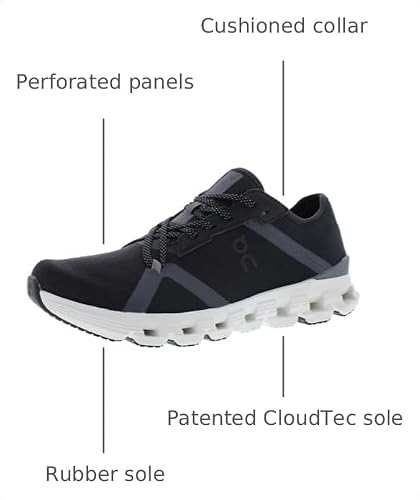 On Women's Cloud X 4 AD Sneakers, Black/Asphalt, 7 Medium US