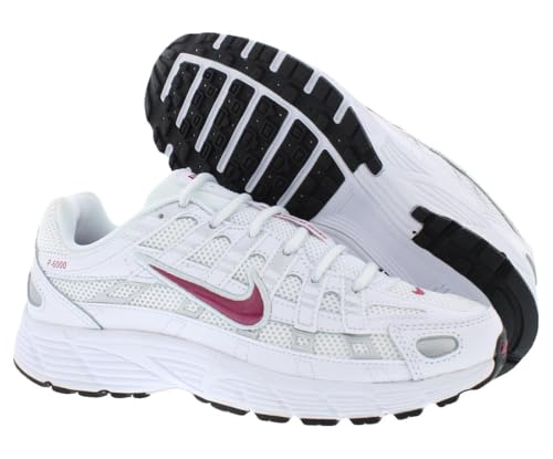 Nike P-6000 GS Boys Shoes Size 5.5, Color: White/Sweet Beet/Metallic Platinum