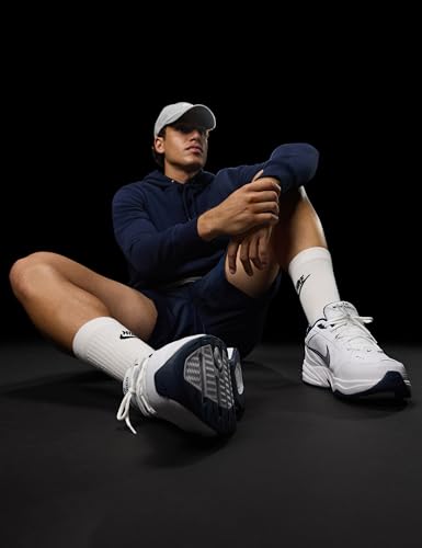 Nike Men's Air Monarch IV Training/Workout Shoes, White/Metallic Silver-Midnight Navy, 7 Extra Wide