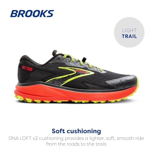 Brooks Men’s Divide 5 Trail Running Shoe - Black/Cherry/Lime - 10.5 Medium