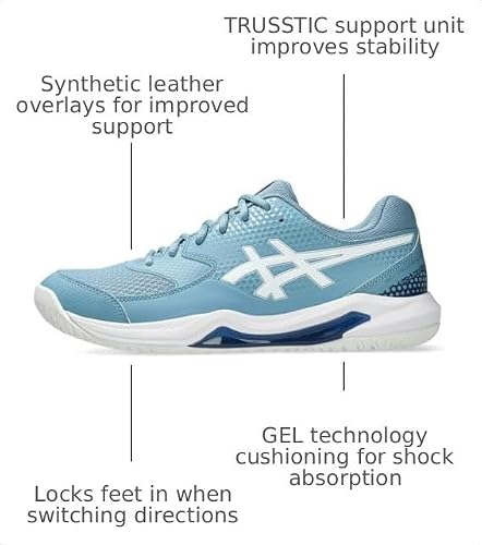 ASICS Men's Gel-Dedicate 8 Pickleball Shoes, 10, SABA Blue/White