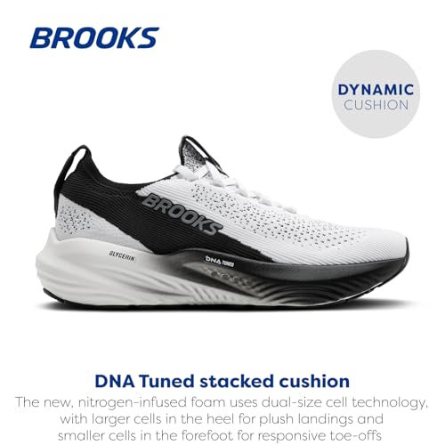 Brooks Men’s Glycerin Stealthfit 22 Neutral Running Shoe - White/Grey/Black - 10 Medium