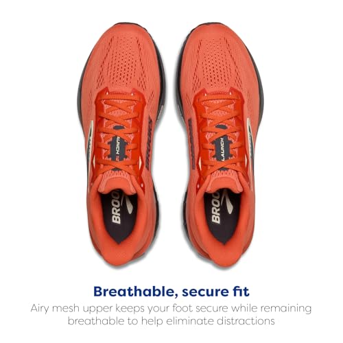 Brooks Men’s Launch 12 Neutral Running Shoe - Tigerlily/Blackened Pearl - 11 Medium