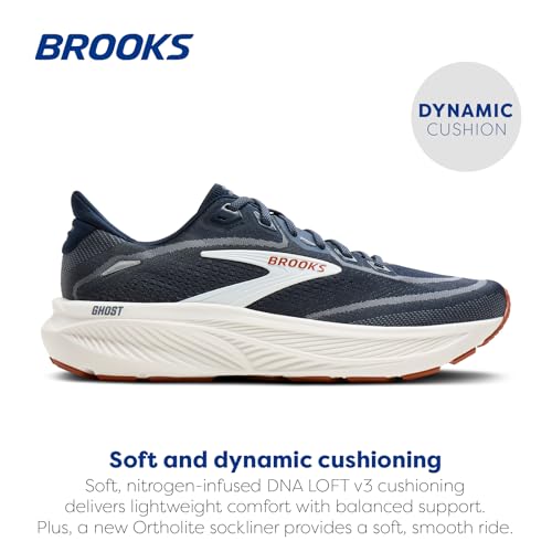 Brooks Men’s Ghost 18 Neutral Running & Walking Shoe - Navy Blazer/Red Earth/Blue - 10.5 Medium