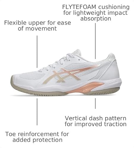 ASICS Women's Solution Swift FF 2 Tennis Shoes, 7.5, White/Cantaloupe
