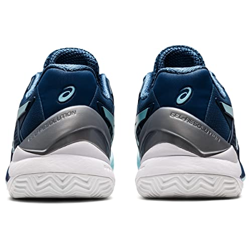 ASICS Resolution 8 Clay Women's Sand Court Tennis Shoe Grey White, Light Indigo Clear Blue, 9 US