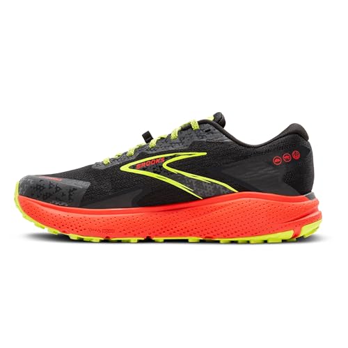 Brooks Men’s Divide 5 Trail Running Shoe - Black/Cherry/Lime - 10.5 Medium